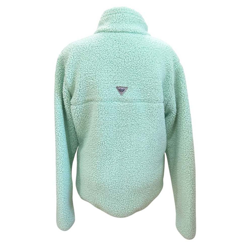 Columbia PFG Womens XL Mint Sherpa Fleece Jacket Full Zip Gingham Cozy Outdoor - Picture 7 of 9
